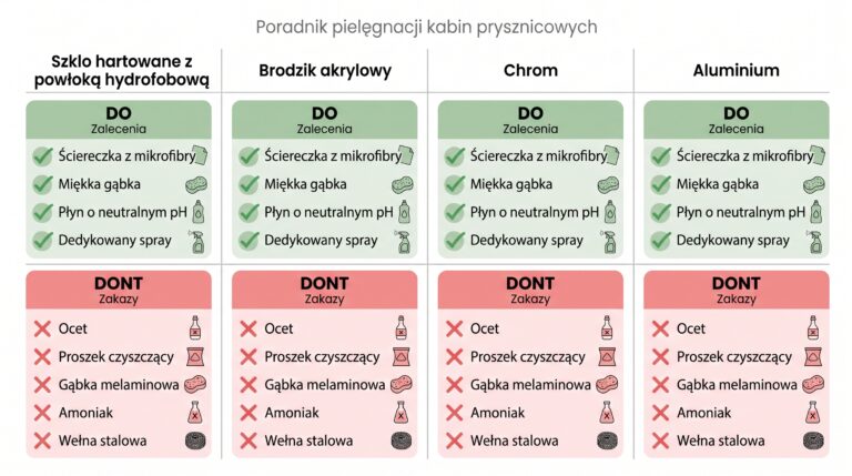 czego uzywac do jakiej powierzchni kabina prysznicowa