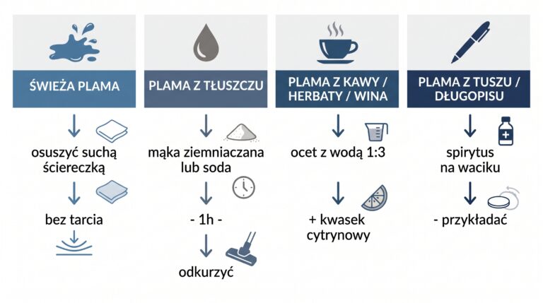 metody usuwania plam z tapicerki infografika