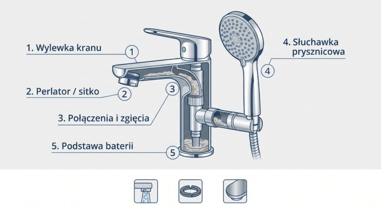 miejsca gromadzenia sie kamienia na baterii infografika