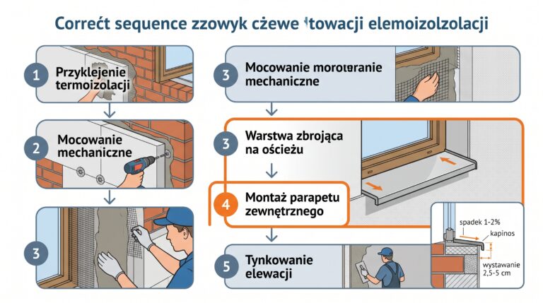 sekwencja montazu parapetu etapy