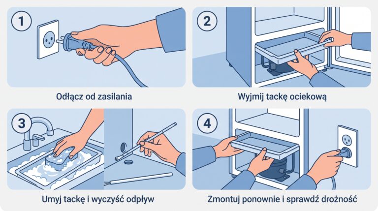 kroki czyszczenia tacki odplywowej