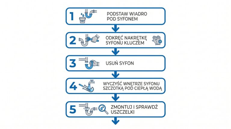 infografika czyszczenie syfonu 5 krokow