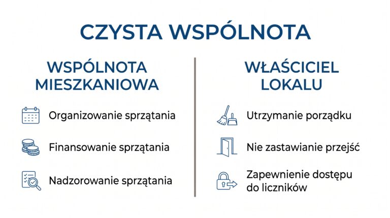 podzial obowiazkow wspolnota wlasciciel infografika